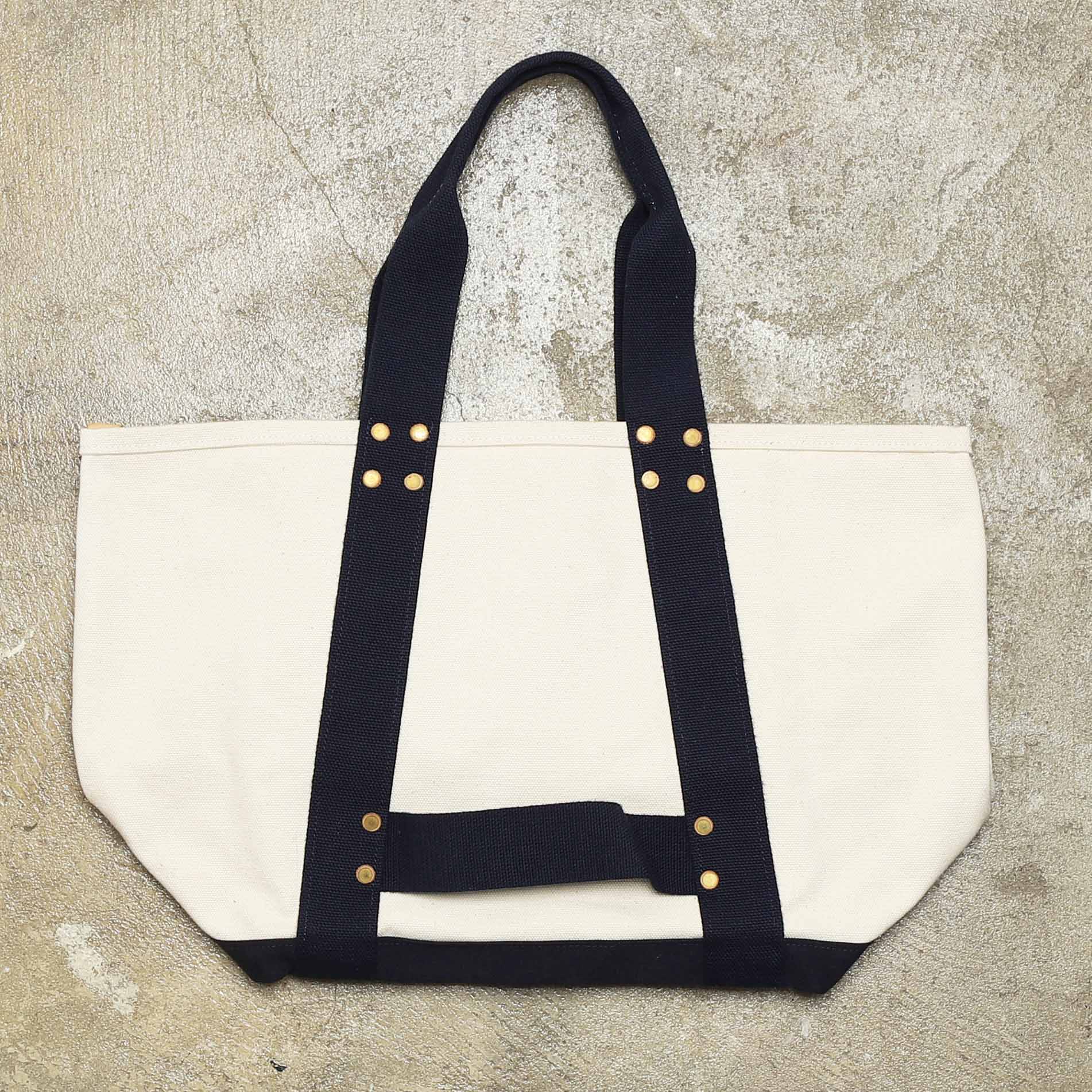 RALPH LAUREN RUGBY HEAVY CANVAS TOTE BAG - NATURAL/NAVY