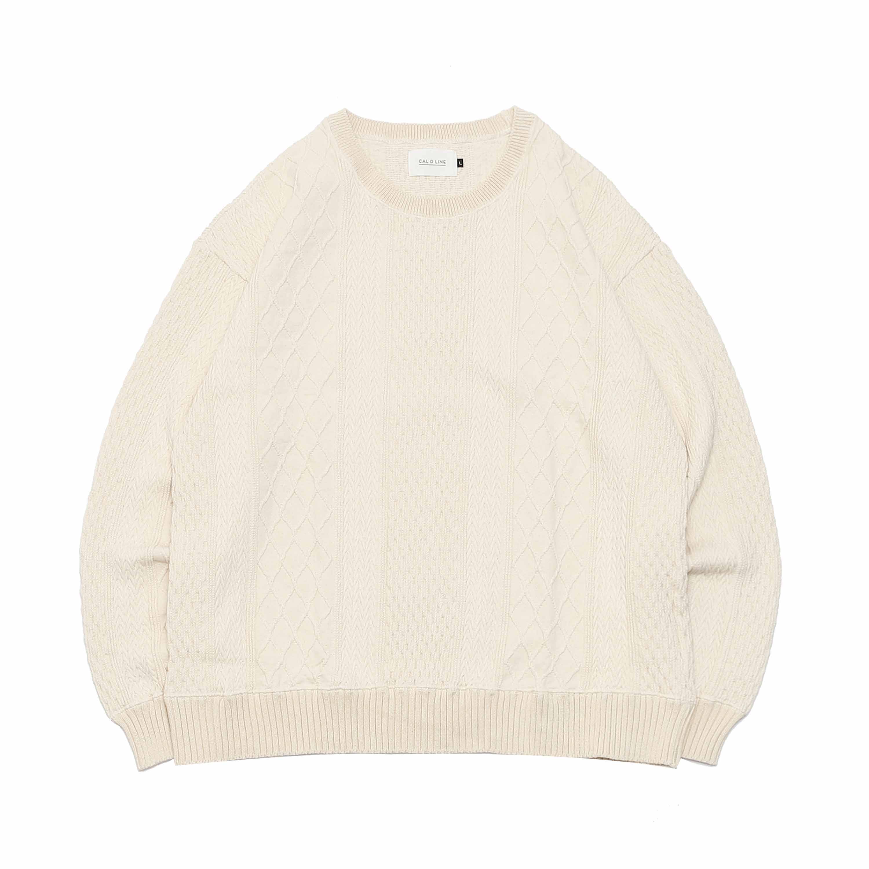 CABLE CREW-NECK SWEAT - NATURAL