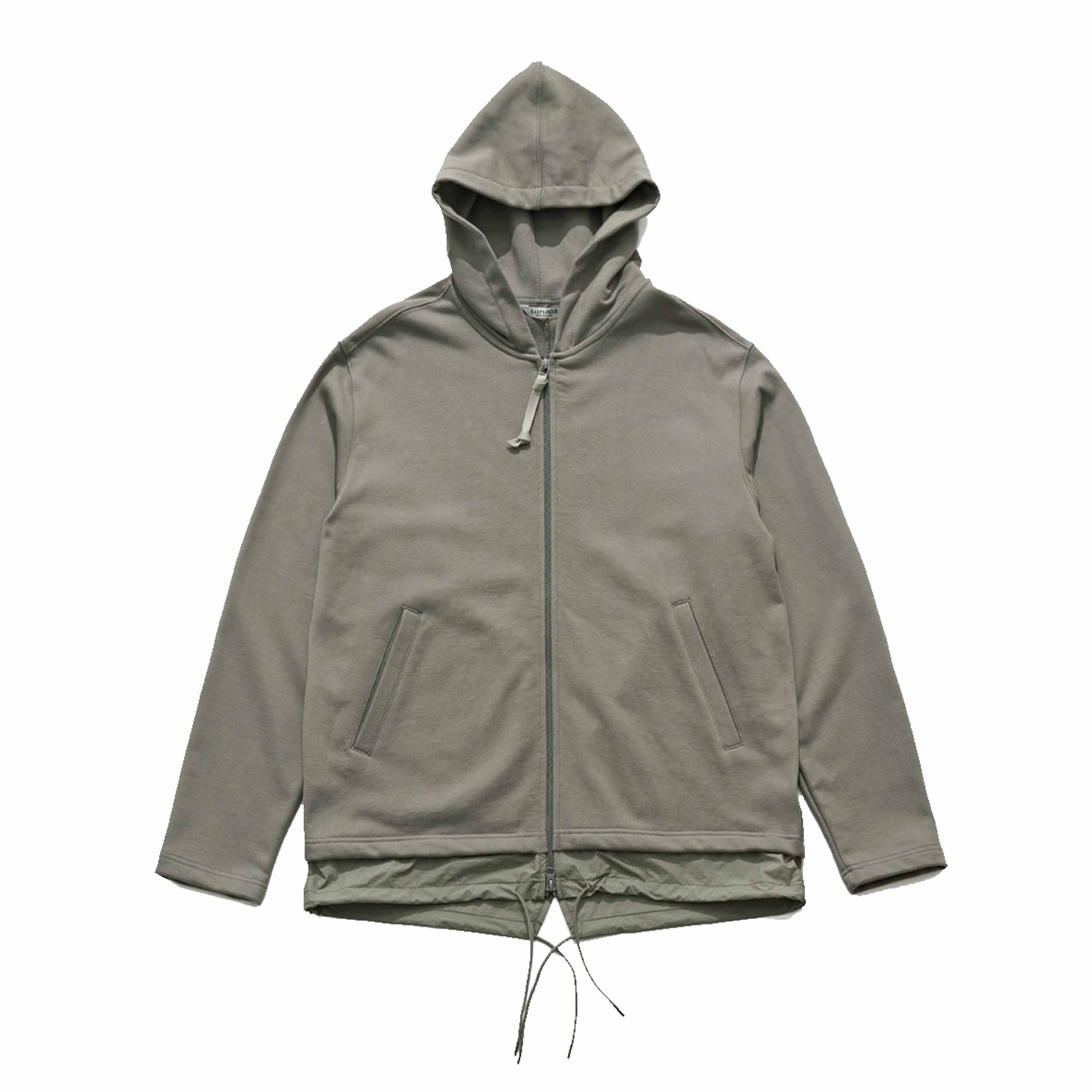 FISHTAIL HOODED ZIP UP - TAN