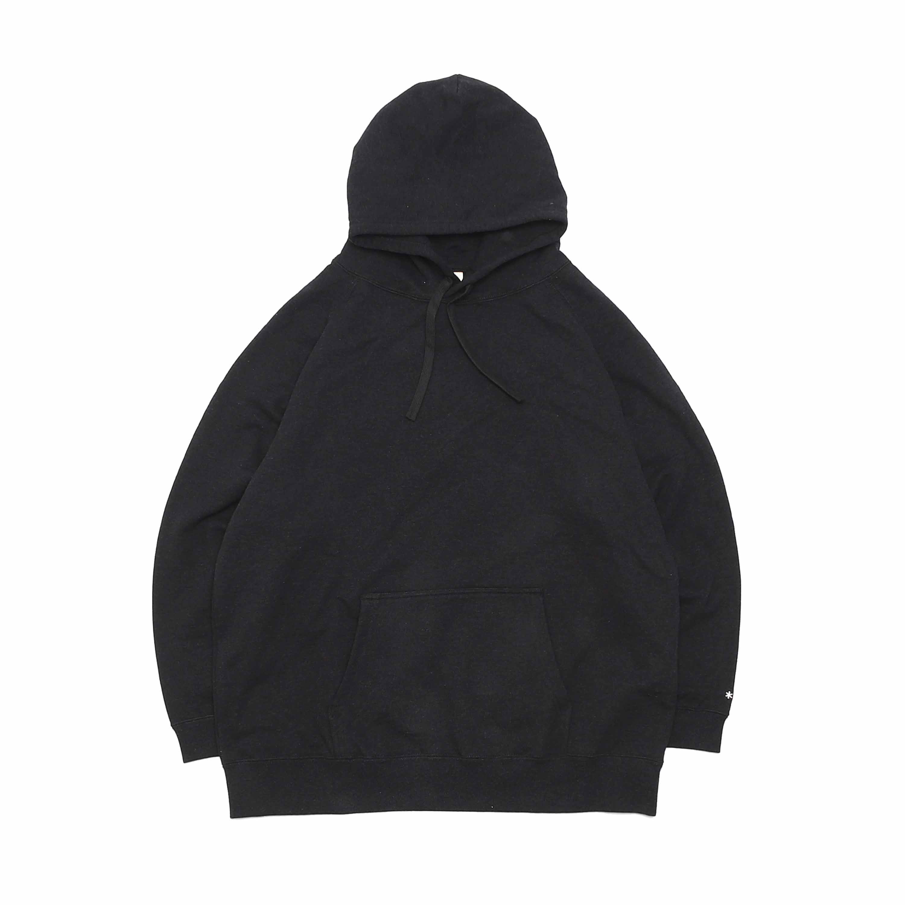 RECYCLED COTTON PULLOVER HOODIE - BLACK