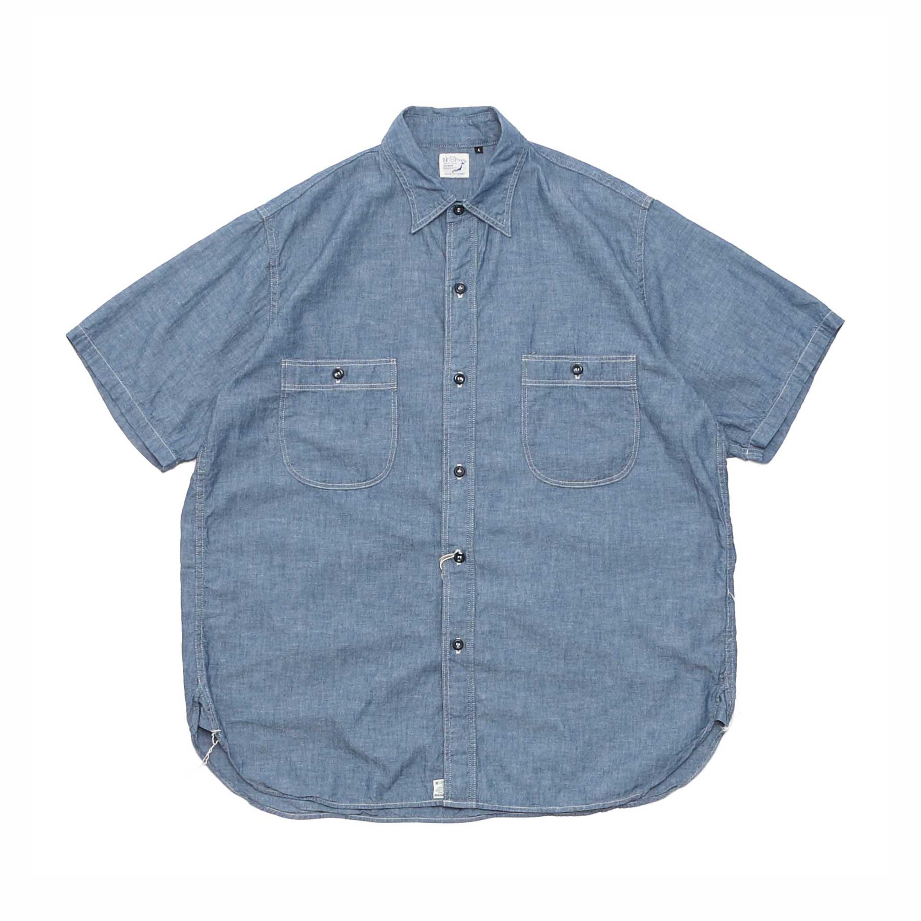 VINTAGE FIT S/S CHAMBRAY WORK SHIRTS - BLUE CHAMBRAY