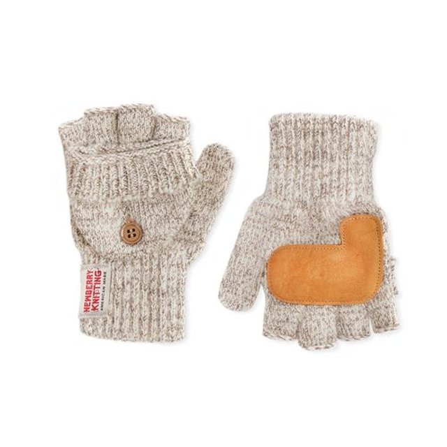 DEER LEATHER GLOMIT GLOVES - OATMEAL/TAN