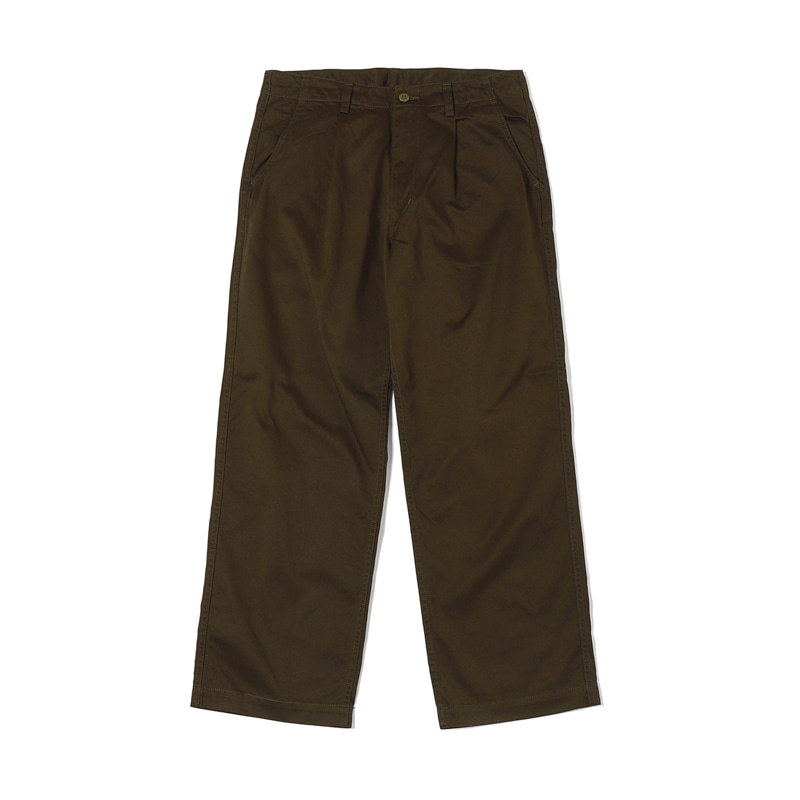 ONE TUCK CHINO PANTS - OLIVE