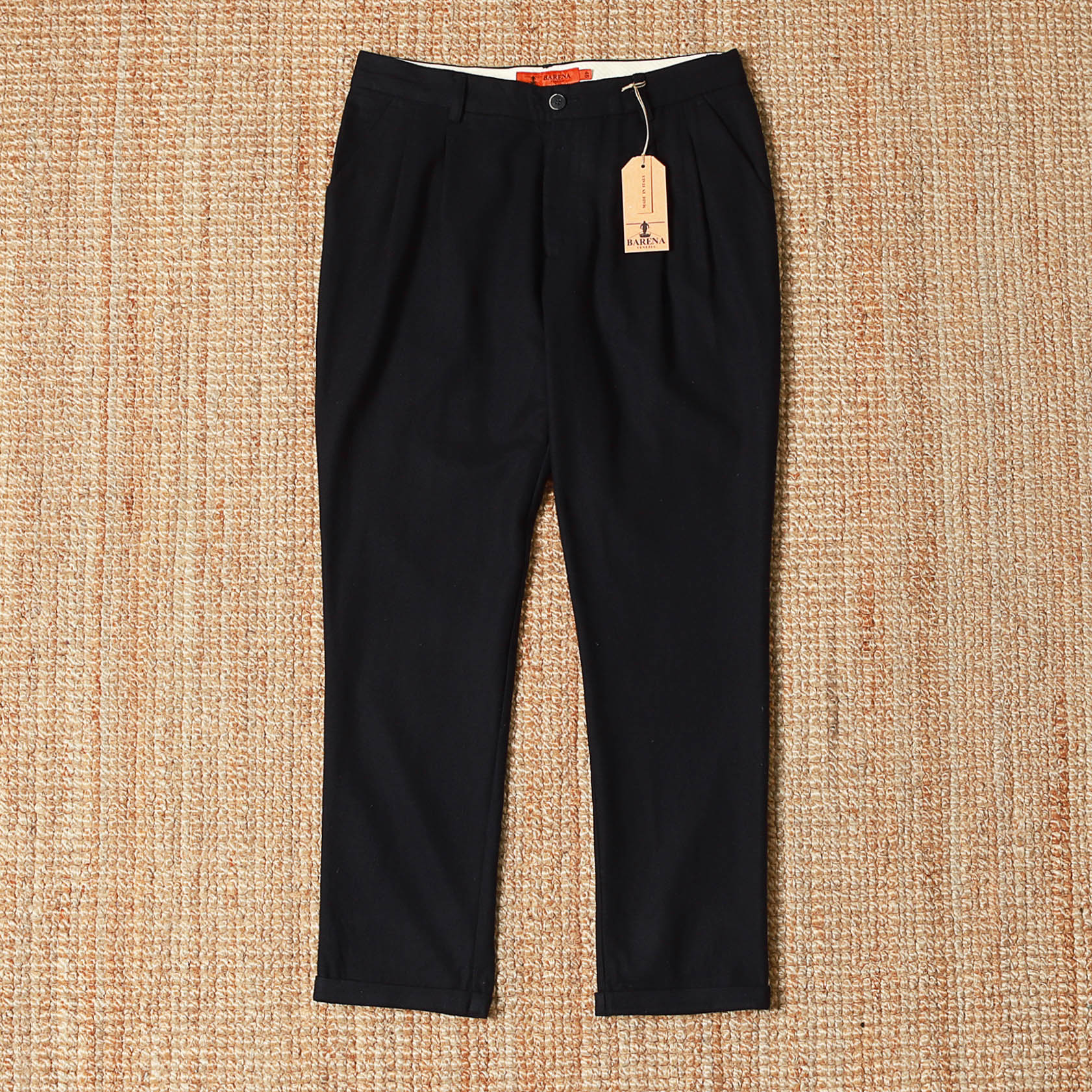 BARENA WOOL TWO TUCK TROUSERS - NAVY