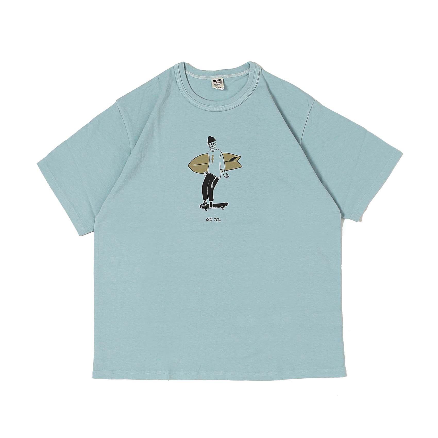 S/S PRINTED TEE - GO TO LIGHT BLUE