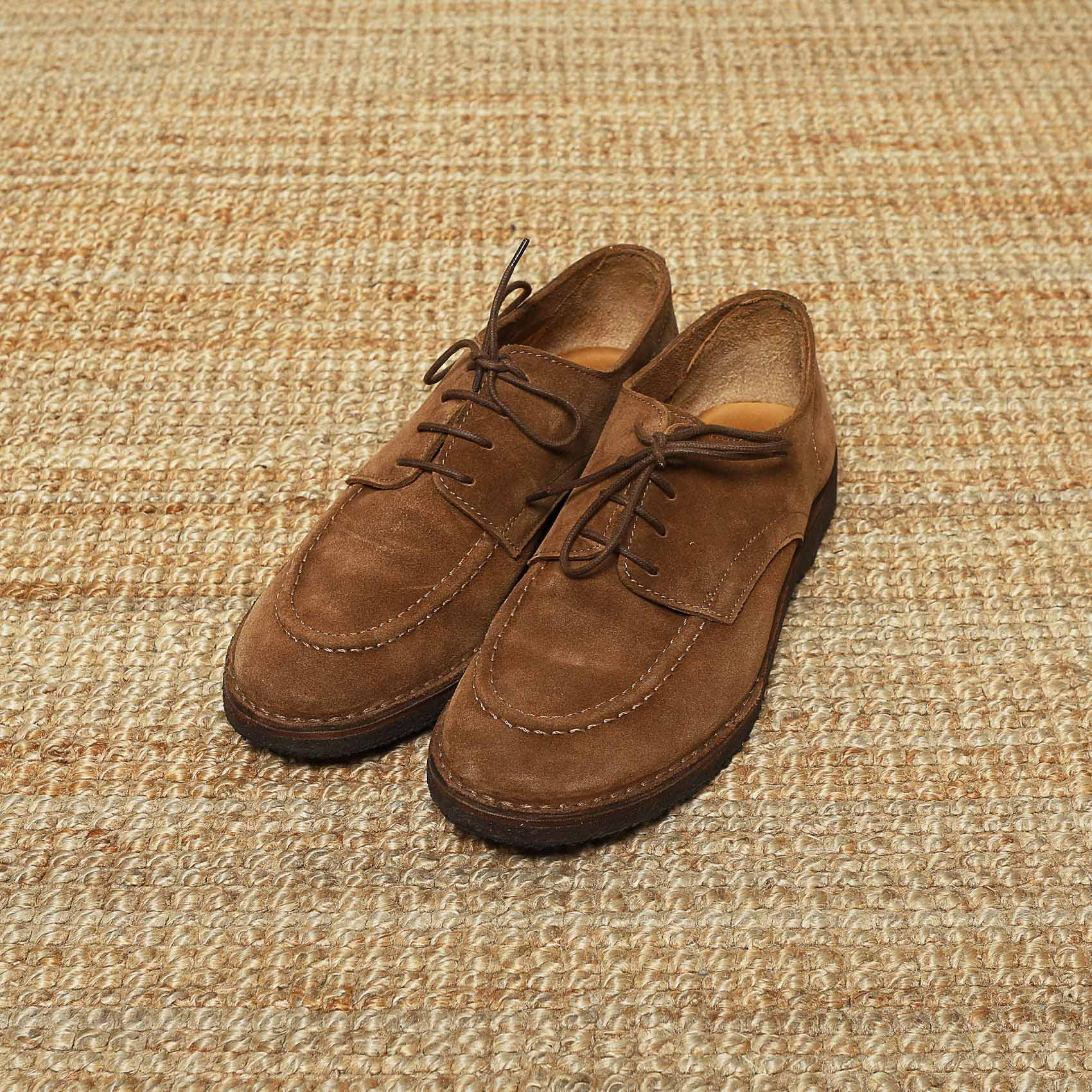 DRAKES CHARD MOC-TOE DERBY SHOE BROWN SUEDE
