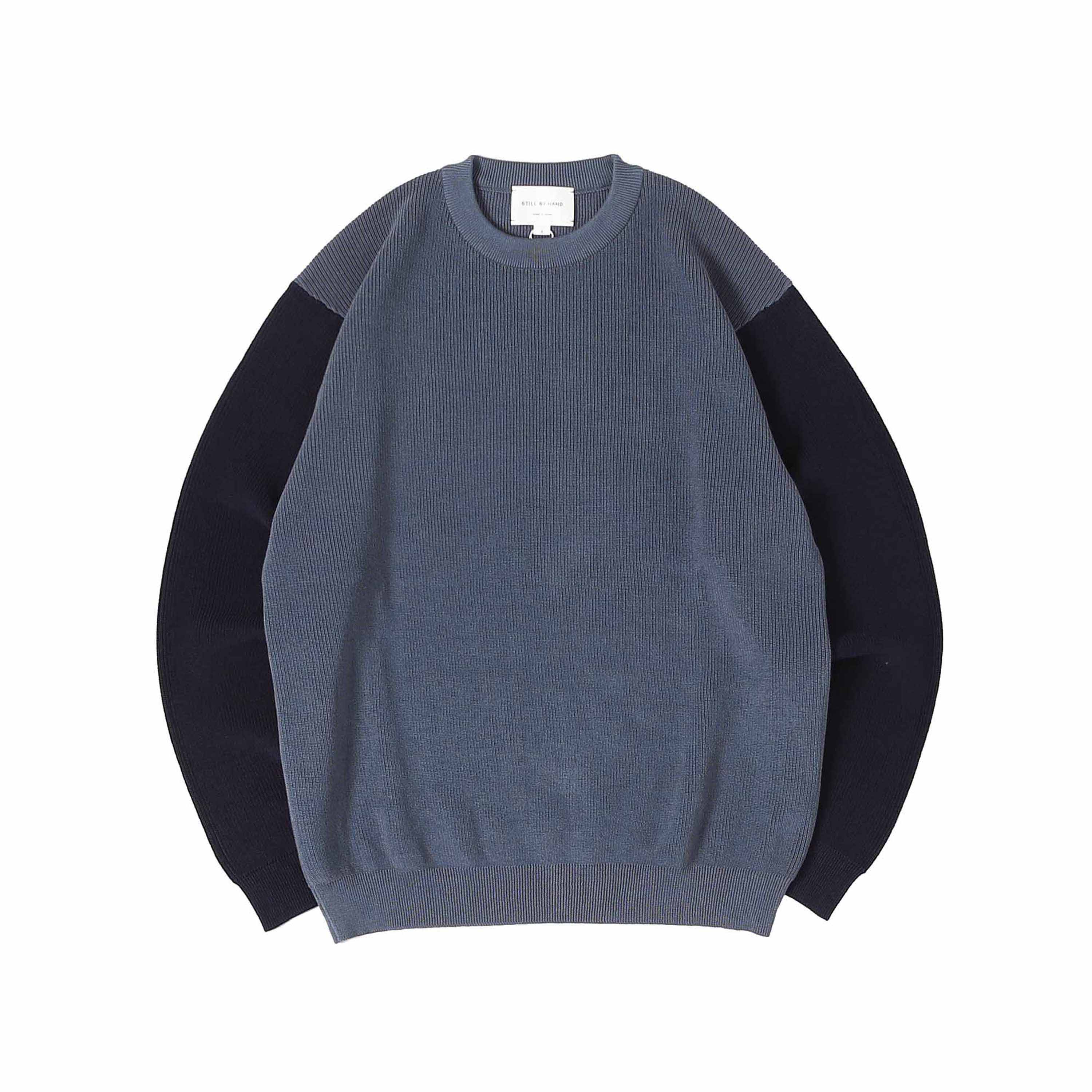 BICOLOR PULLOVER KNIT - DUSTY BLUE