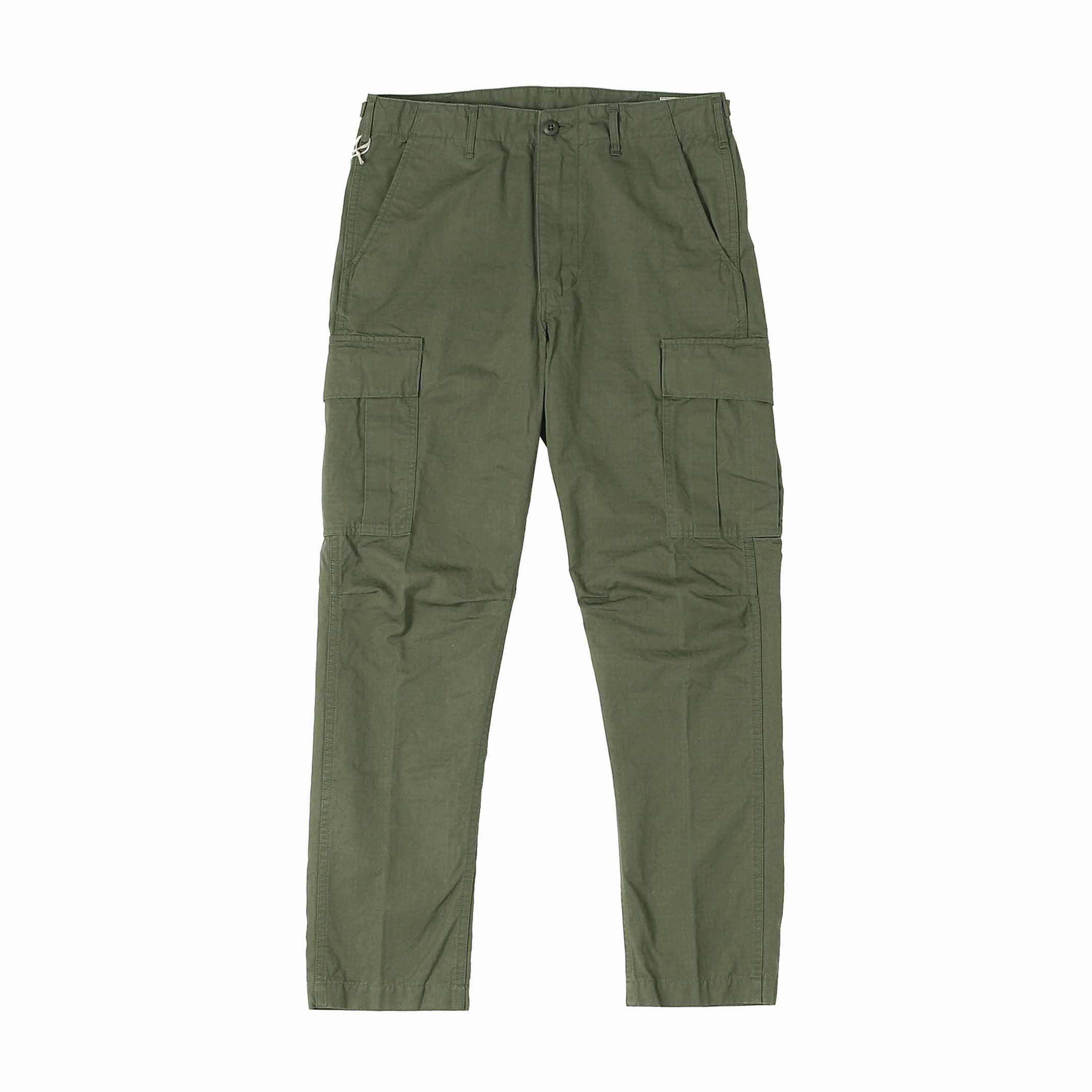 SLIM FIT 6P RIPSTOP CARGO PANTS - ARMY GREEN