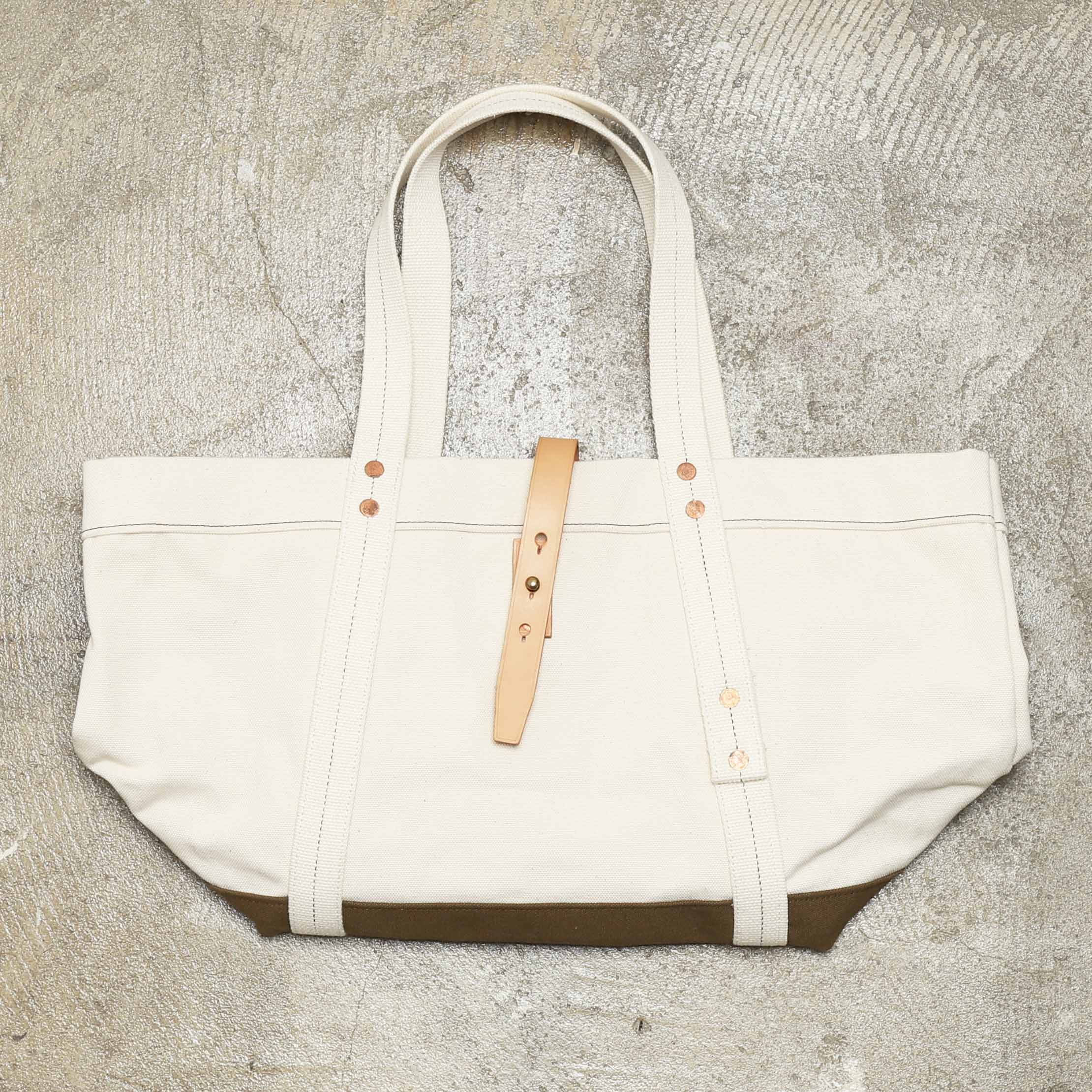 RALPH LAUREN RUGBY HEAVY CANVAS TOTE BAG - NATURAL/OLIVE