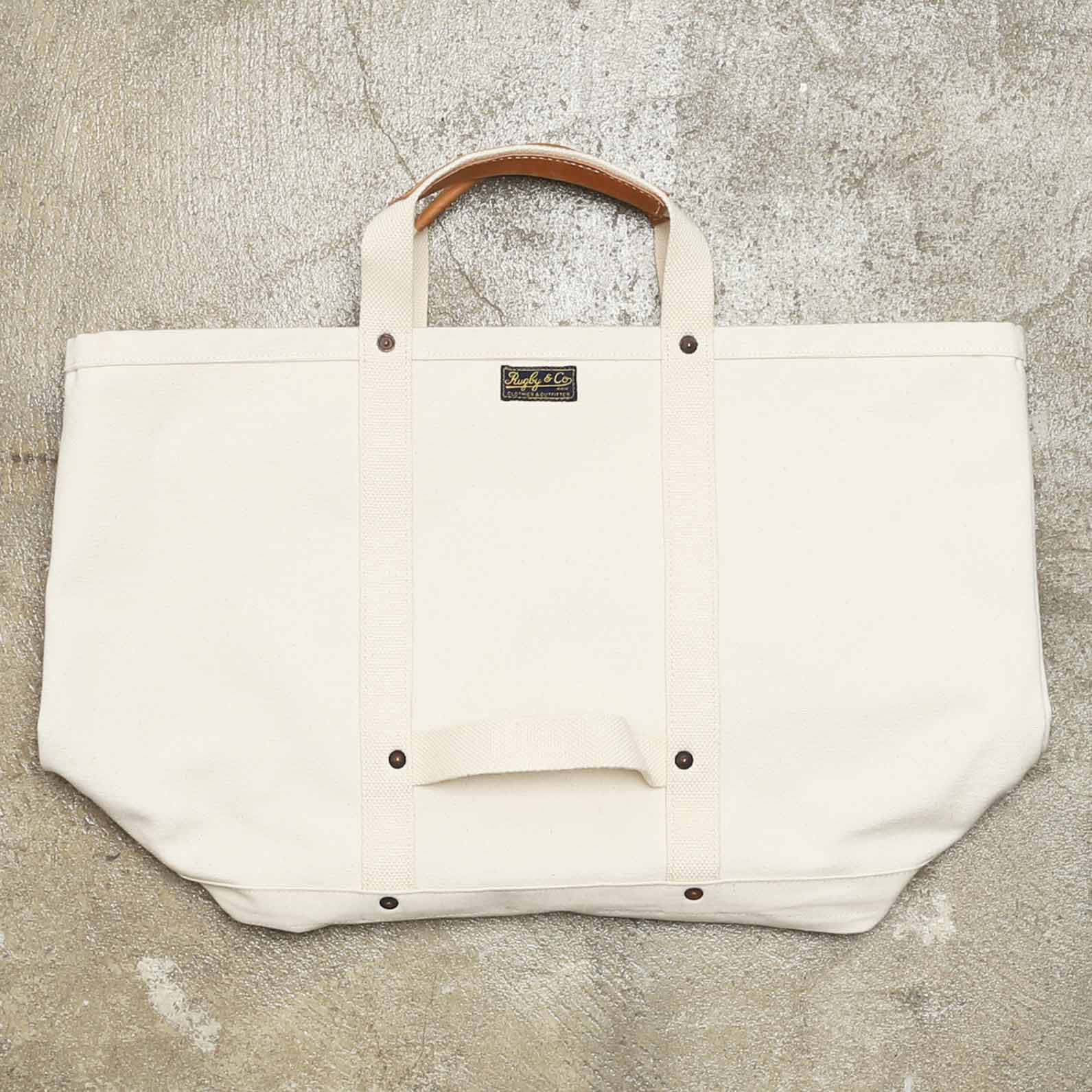 RALPH LAUREN RUGBY HEAVY CANVAS TOTE BAG - NATURAL
