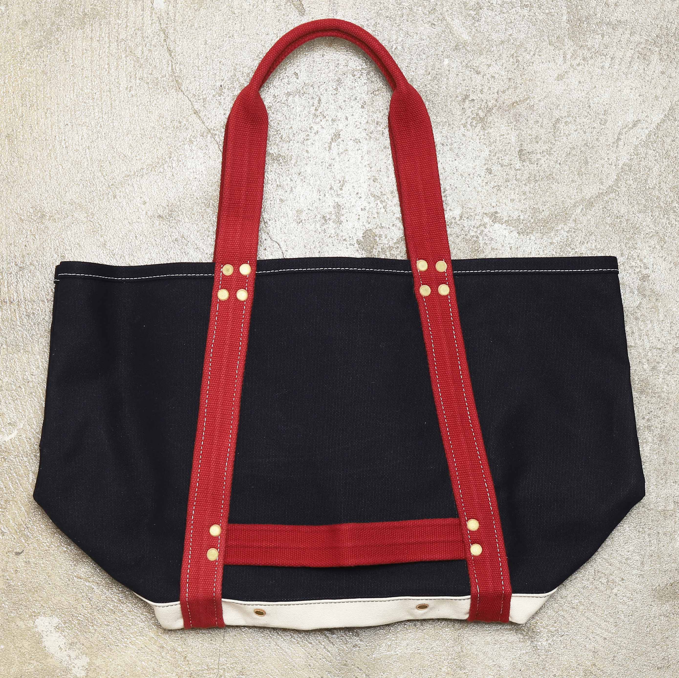 RALPH LAUREN RUGBY HEAVY CANVAS TOTE BAG - NAVY/RED