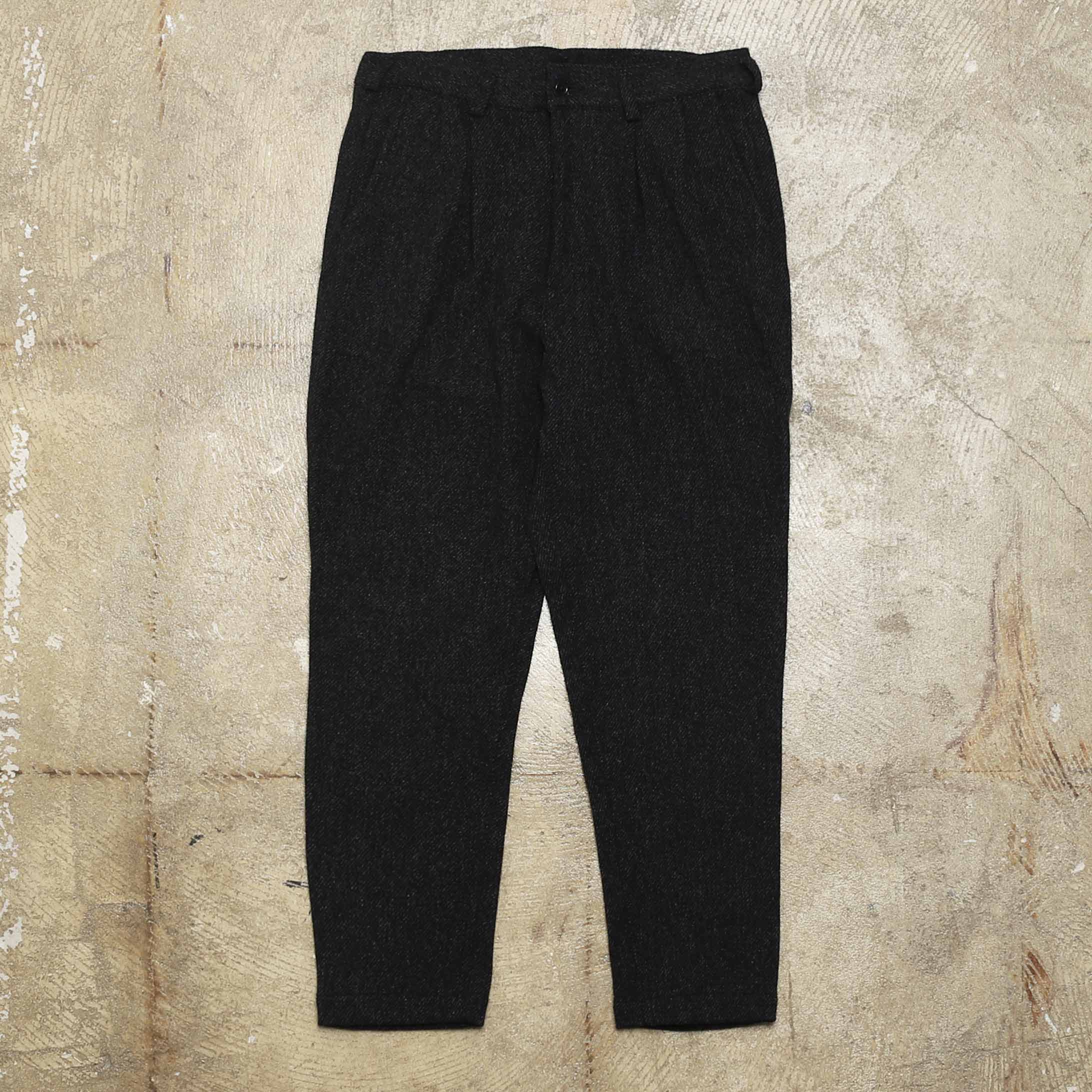 ORSLOW WOOL TUCK TAPERED PANTS - CHARCOAL