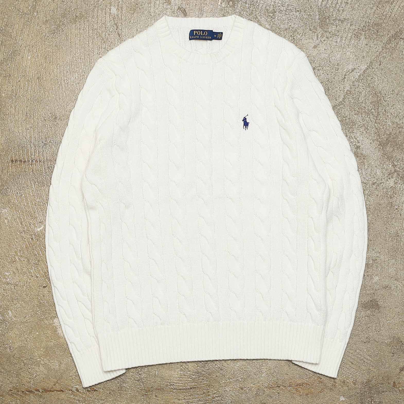 POLO RALPH LAUREN CABLE-KNIT SWEATER - WHITE