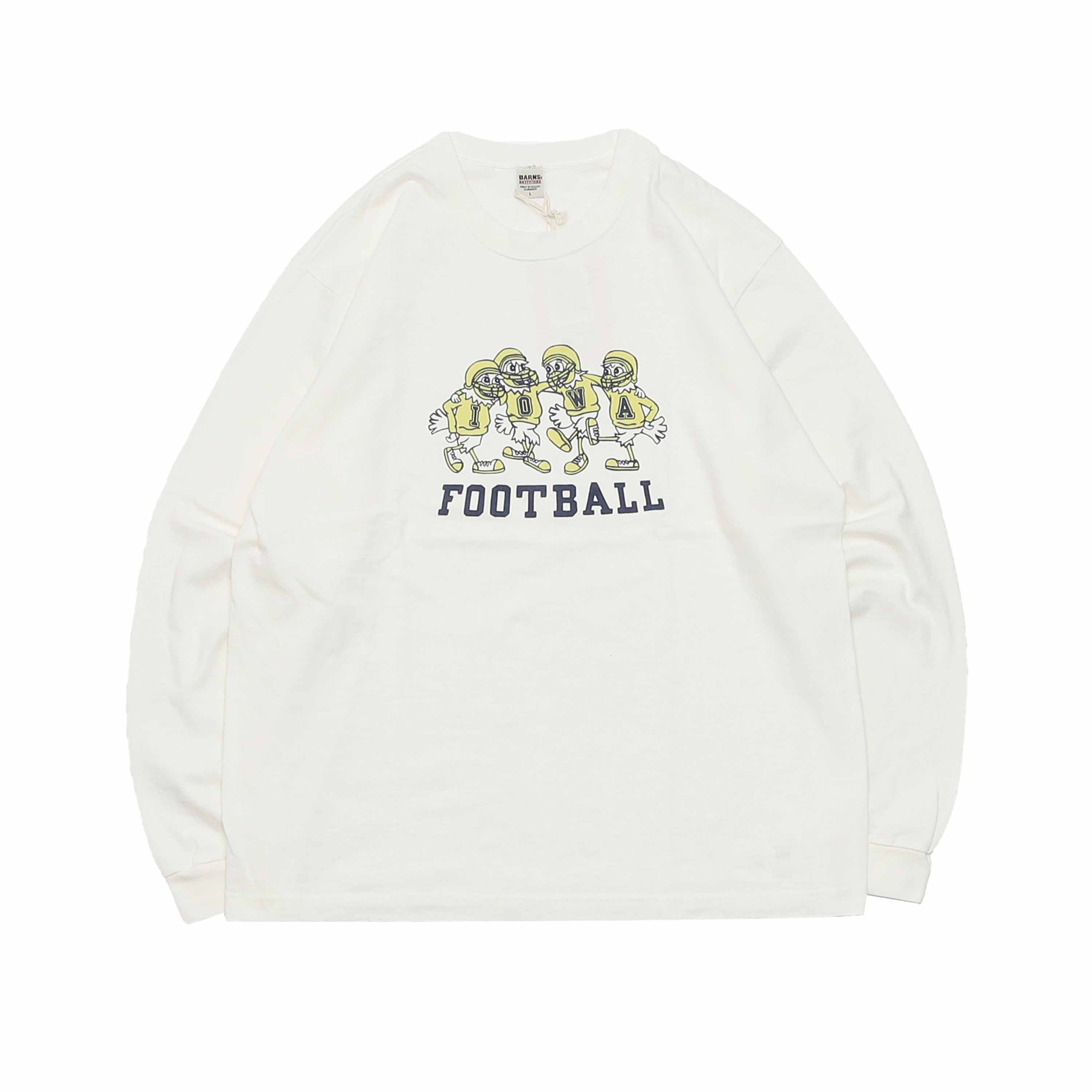 VINTAGE LIKE L/S PRINTED TEE - FOOT BALL WHITE(BR-22417)