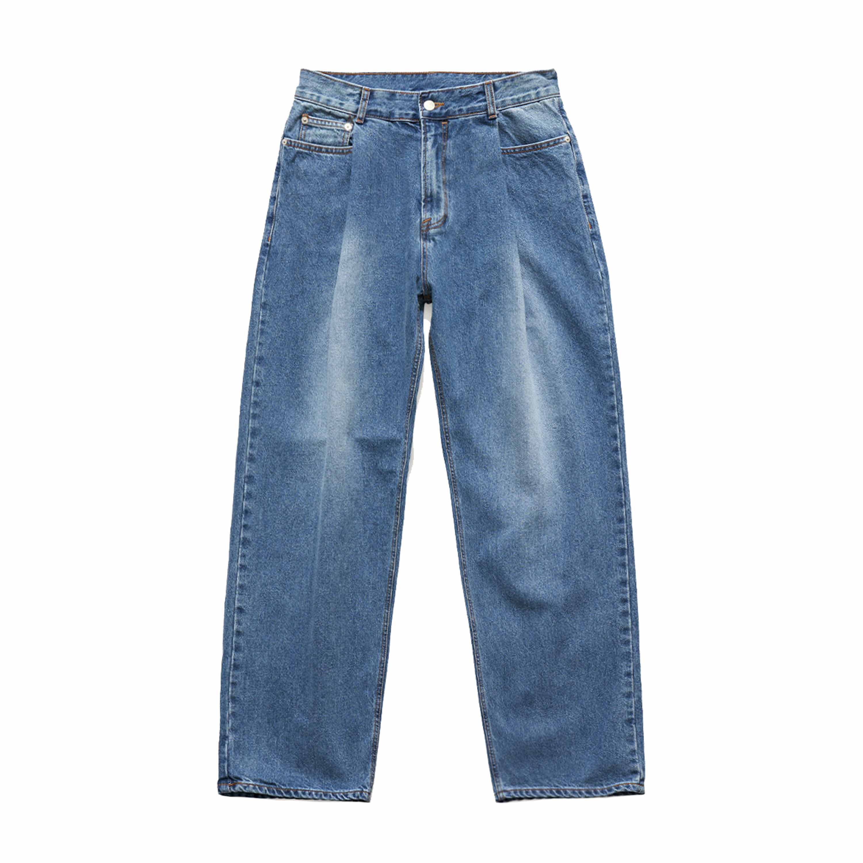ONE TUCK WIDE DENIM - MIDDLE BLUE