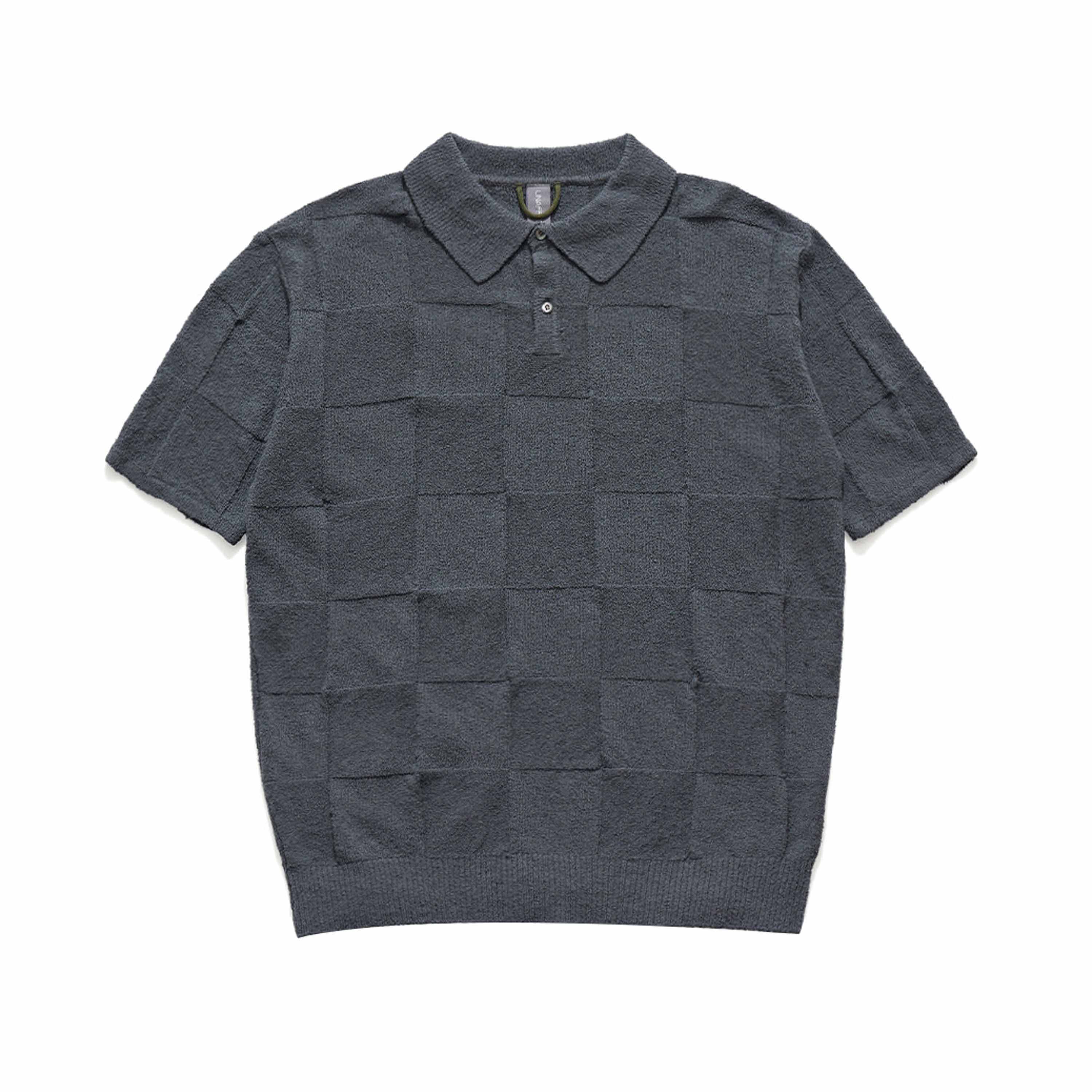 KNITTED POLO SHIRT - CHARCOAL BLUE