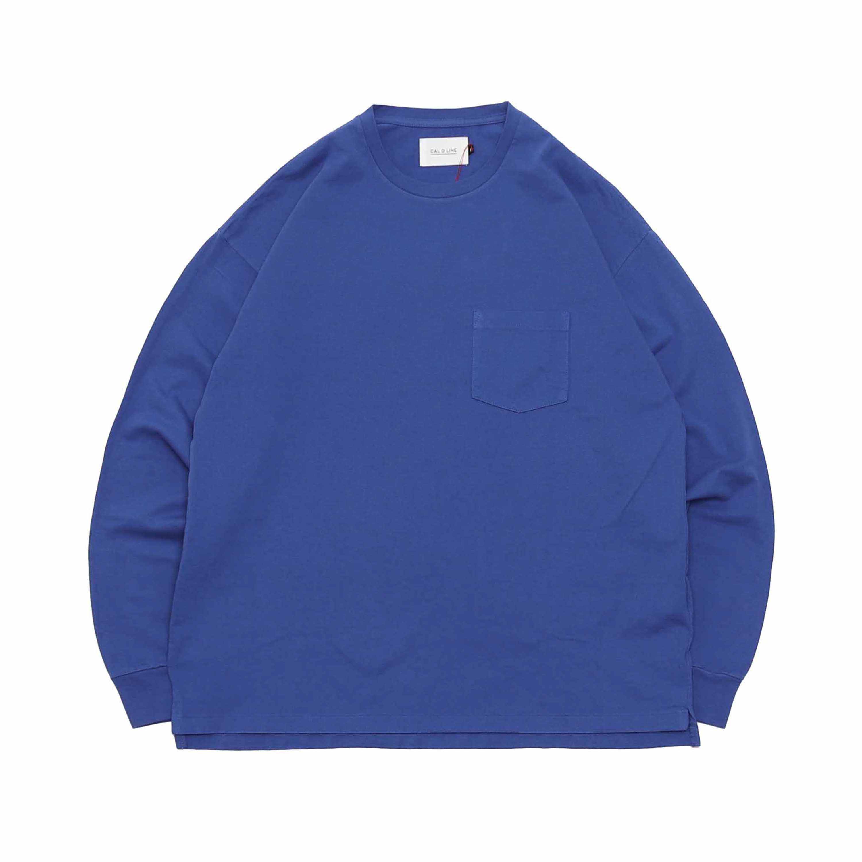 SOLID COLOR L/S TEE -  BLUE