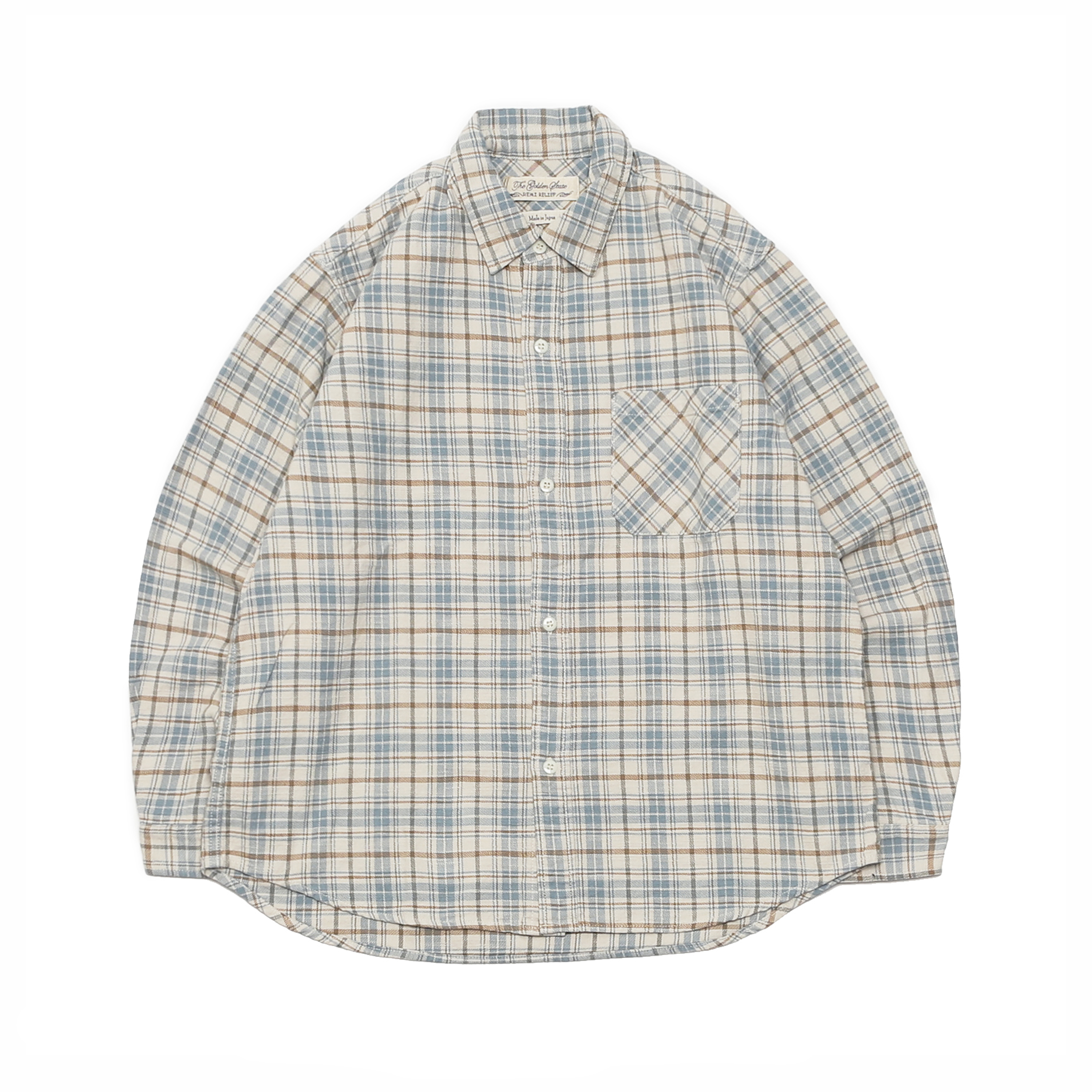 TWILL CHECKED SHIRTS - BEIGE
