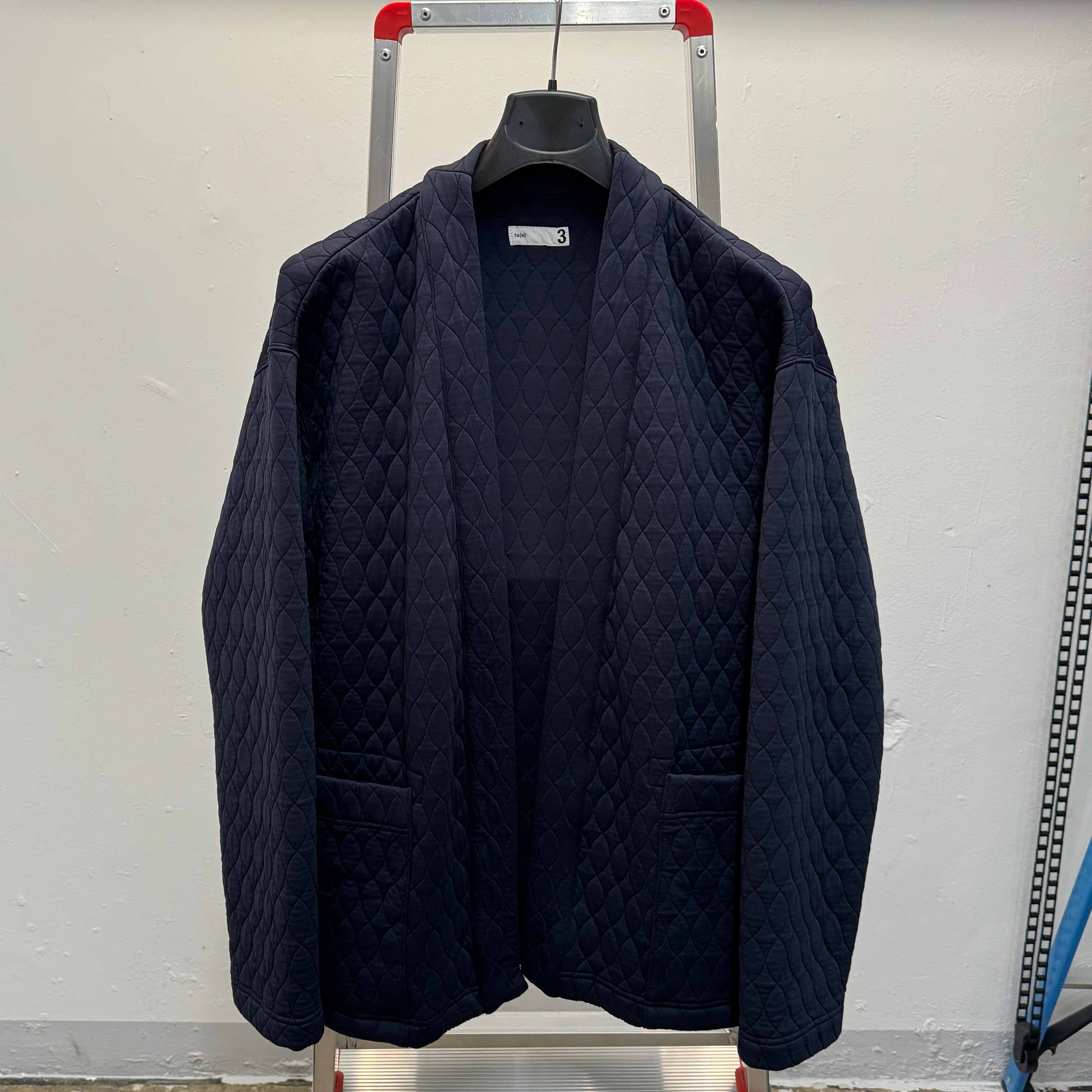 TS(S) POLY QUILT JACQUARD JERSEY EASY CARDIGAN - NAVY