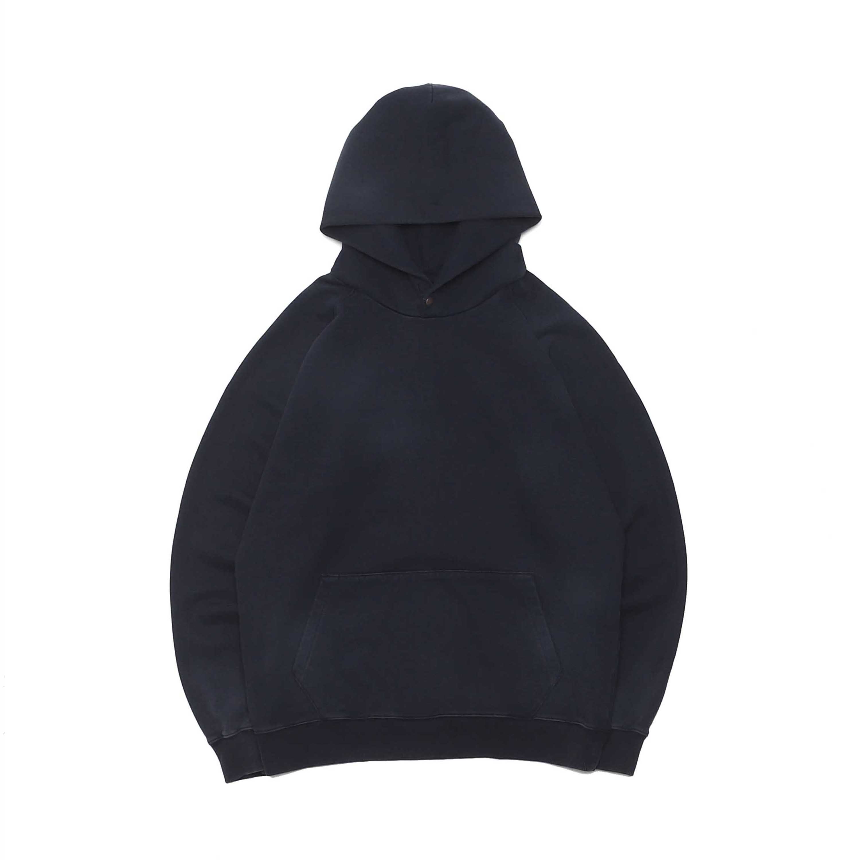 WASHED COTTON HOODED SWEAT - NAVY